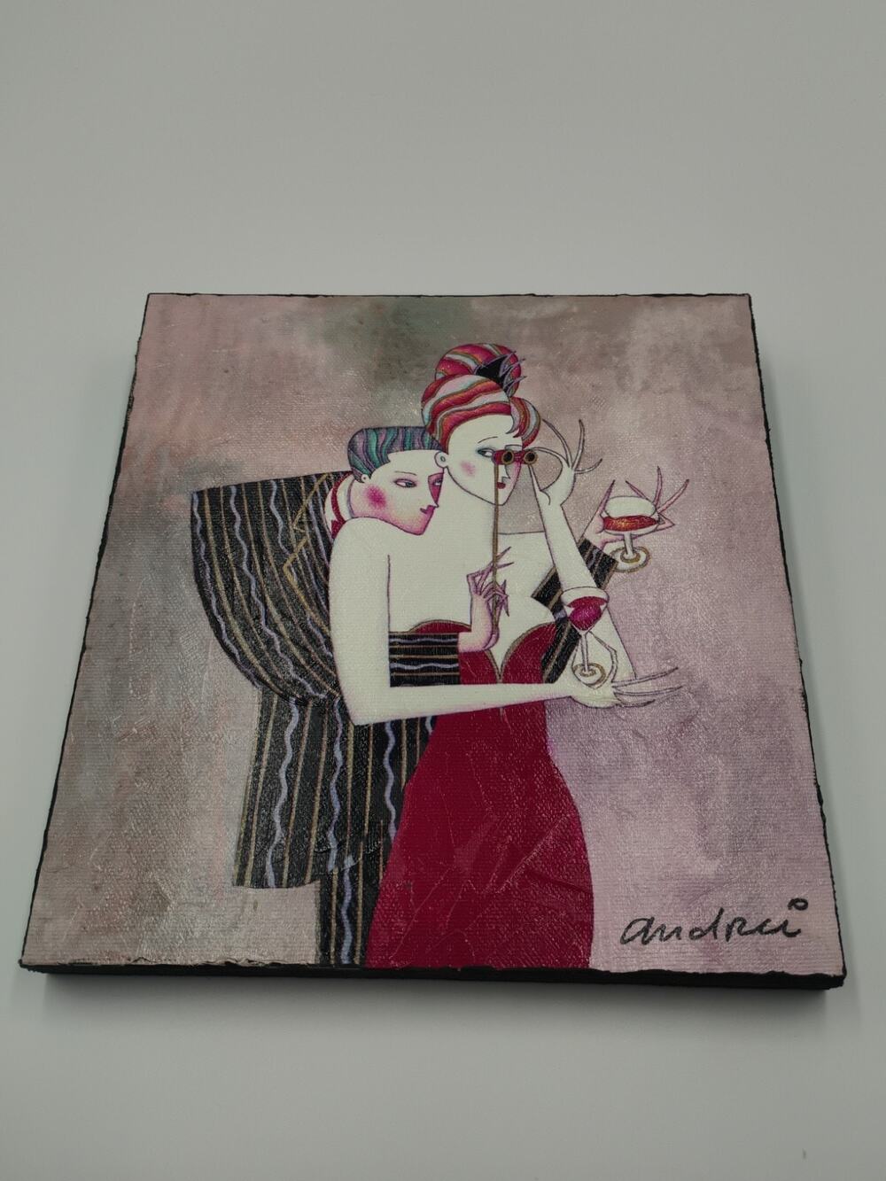 Andrei Protsouk Intermission Hand Embellished Giclee Canvas Wood Signed 124/195